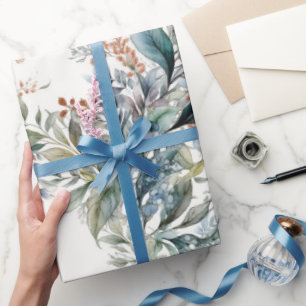 Groen en Aqua Greenery Waterverf Wrapping Paper Cadeaupapier