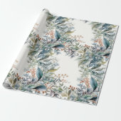 Groen en Aqua Greenery Waterverf Wrapping Paper Cadeaupapier (Uitgerold)