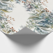 Groen en Aqua Greenery Waterverf Wrapping Paper Cadeaupapier (Hoek)
