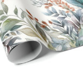 Groen en Aqua Greenery Waterverf Wrapping Paper Cadeaupapier (Rol Hoek)