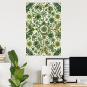 groen en beige bloemenpatroon poster (Thuiskantoor)
