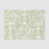  groen en beige Damask Patroon Tissuepapier (Voorkant)