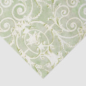 groen en beige Damask Patroon Tissuepapier (Detail)
