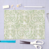 groen en beige Damask Patroon Tissuepapier (Craft)