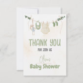Groen en beige Delicate Waterverf Floral Baby Sh Bedankkaart (Voorkant)