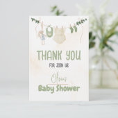 Groen en beige Delicate Waterverf Floral Baby Sh Bedankkaart (Staand voorkant)