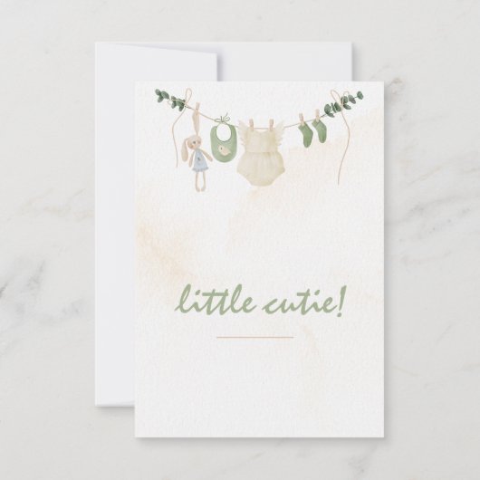 Groen en beige Delicate Waterverf Floral Baby Sh Bedankkaart (Achterkant)