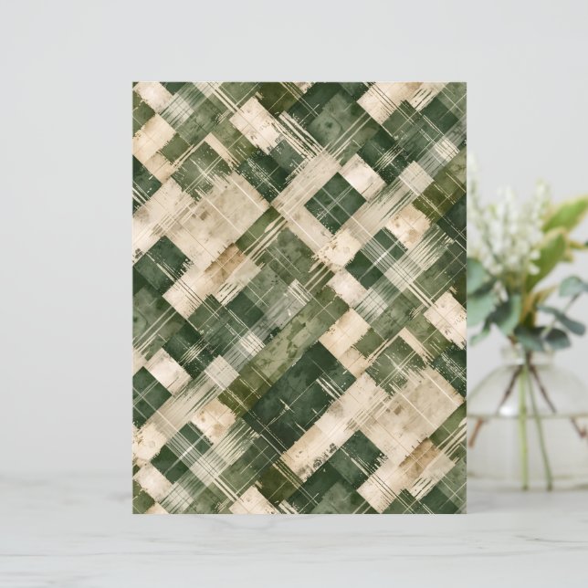 Groen en beige grunge kariert (Staand voorkant)