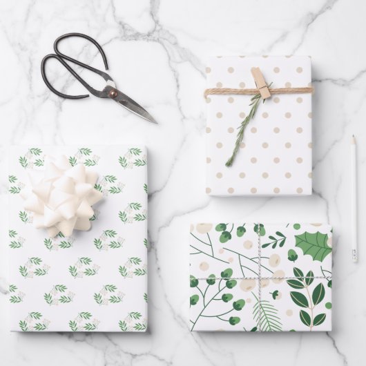 Groen en beige inpakpapier | Elegante kerst (Voorkant)