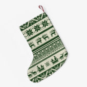 Groen en beige Ugly kerstSweater - Jouw naam Kleine Kerstsok (Achterkant (Hangend))