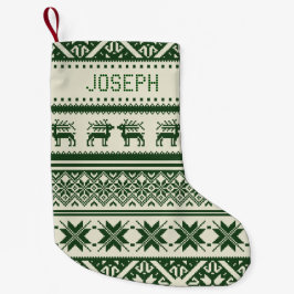 Groen en beige Ugly kerstSweater - Jouw naam Kleine Kerstsok