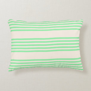 Groen en beige vijf strepen patroon accent kussen