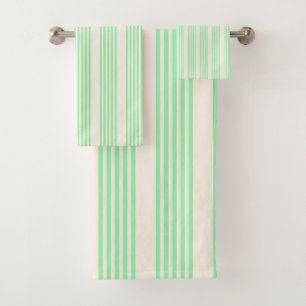 Groen en beige vijf strepen patroon bad handdoek