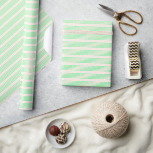 Groen en beige vijf strepen patroon cadeaupapier