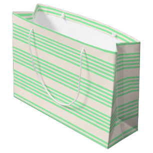 Groen en beige vijf strepen patroon groot cadeauzakje