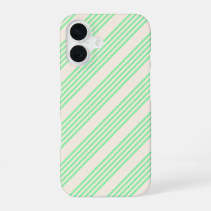 Groen en beige vijf strepen patroon iPhone 16 hoesje