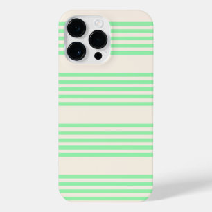 Groen en beige vijf strepen patroon iPhone 14 pro max hoesje