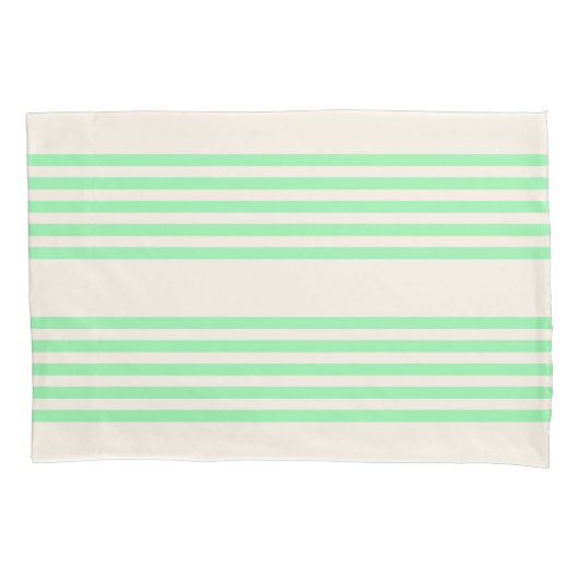 Groen en beige vijf strepen patroon kussensloop (Voorkant)
