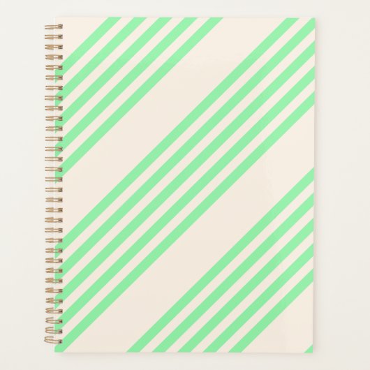 Groen en beige vijf strepen patroon planner (Voorkant)