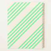 Groen en beige vijf strepen patroon planner (Achterkant)