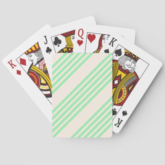 Groen en beige vijf strepen patroon pokerkaarten (Achterkant)