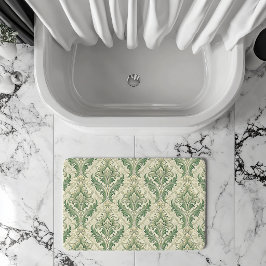 Groen en beige vintage botanische bloemenpatroon badmat