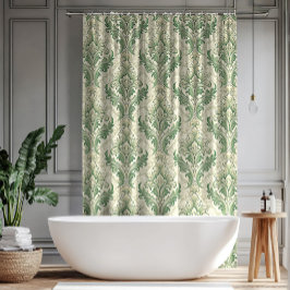 Groen en beige vintage botanische bloemenpatroon douchegordijn