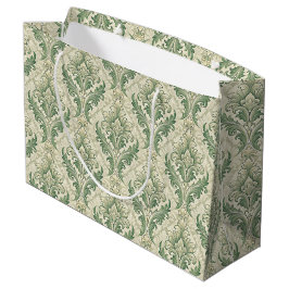 Groen en beige vintage botanische bloemenpatroon groot cadeauzakje