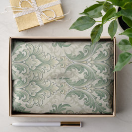 Groen en beige vintage botanische bloemenpatroon tissuepapier