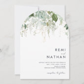 Groen en bladgoud alles in één trouwboog kaart (Voorkant)