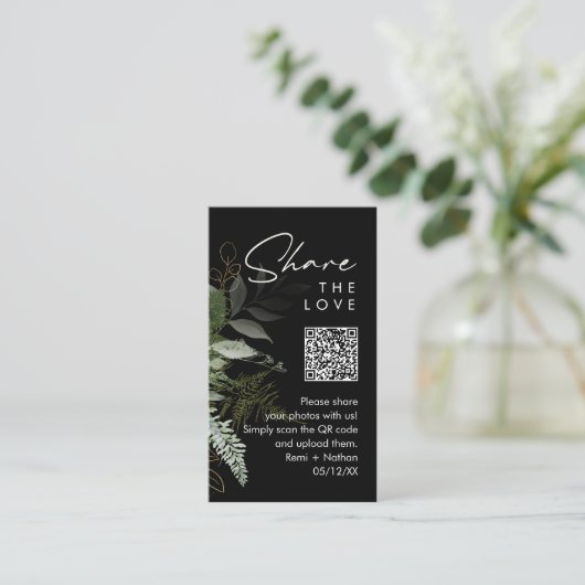 Groen en bladgoud | Deel uw foto's QR-code Plaatskaartje (Staand voorkant)