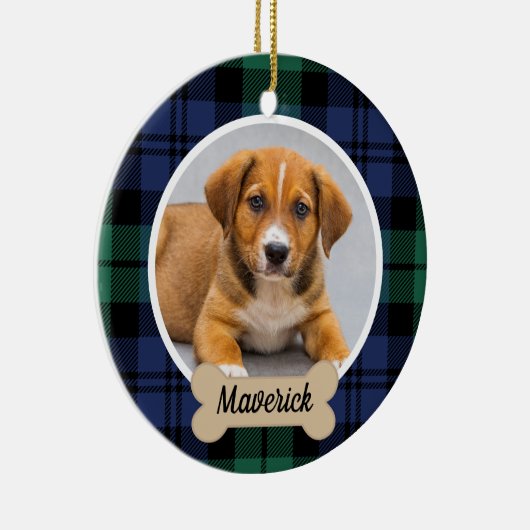 Groen en Blauw Aangepaste Dog foto Keramisch Ornament (Rechts)