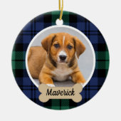 Groen en Blauw Aangepaste Dog foto Keramisch Ornament (Voorkant)