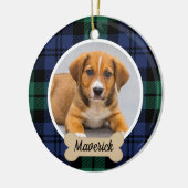 Groen en Blauw Aangepaste Dog foto Keramisch Ornament (Links)