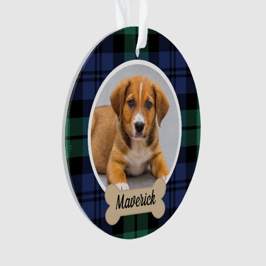 Groen en Blauw Aangepaste Dog foto Ornament (voorkant)