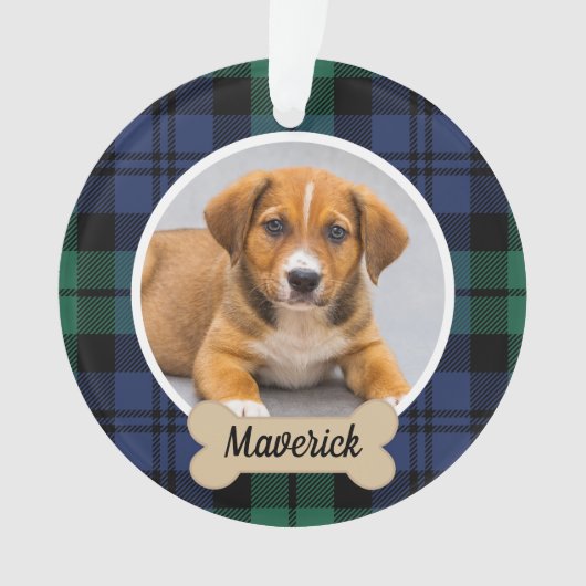 Groen en Blauw Aangepaste Dog foto Ornament (voorkant)