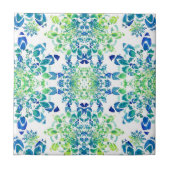 Groen en blauw Abstract Mandala Pattern Tegeltje (Voorkant)