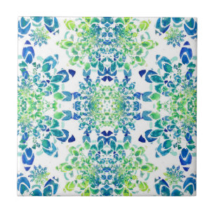Groen en blauw Abstract Mandala Pattern Tegeltje
