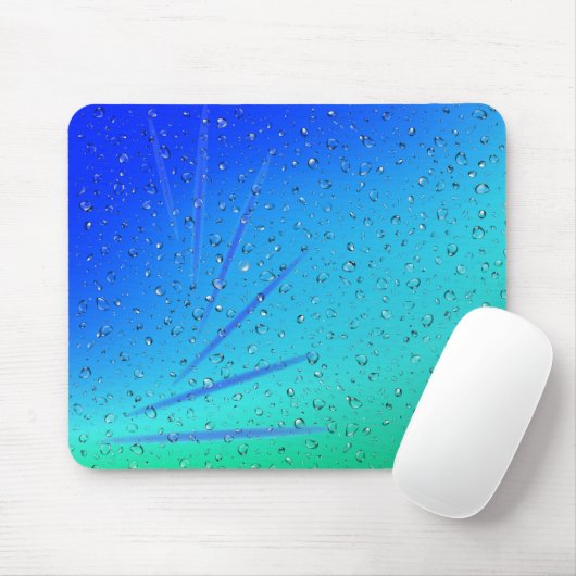 Groen en blauw Abstract met regendruppels Muismat (Met muis)