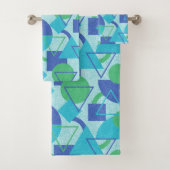Groen en Blauw Abstract Ontwerp Bad Handdoek (Insitu)