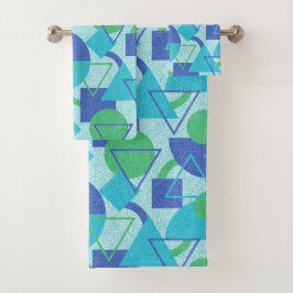 Groen en Blauw Abstract Ontwerp Bad Handdoek