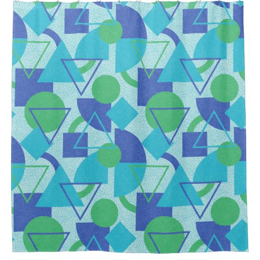 Groen en Blauw Abstract Ontwerp Douchegordijn (Voorkant)