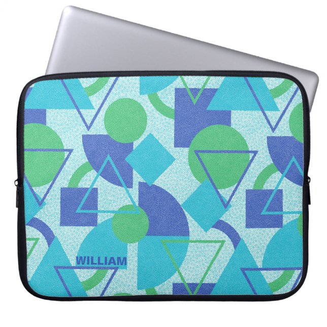Groen en Blauw Abstract Ontwerp Laptop Sleeve (Voorkant)