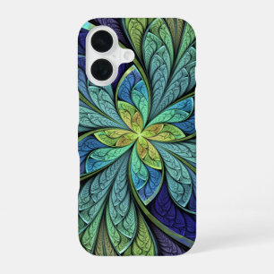 Groen en Blauw Abstract Patroon La Chanteuse IV iPhone 16 Hoesje