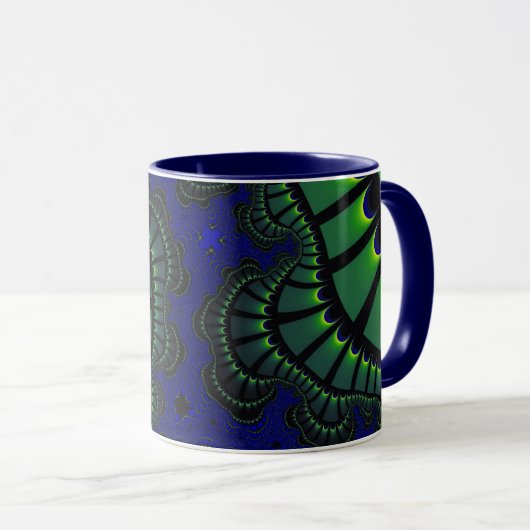 Groen en blauw achtervoegsel mok (Voorkant rechts)