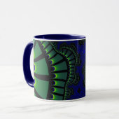 Groen en blauw achtervoegsel mok (Voorkant links)