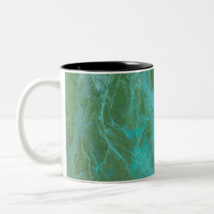 Groen en blauw acryl schilderen de Abstractste kun Tweekleurige Koffiemok