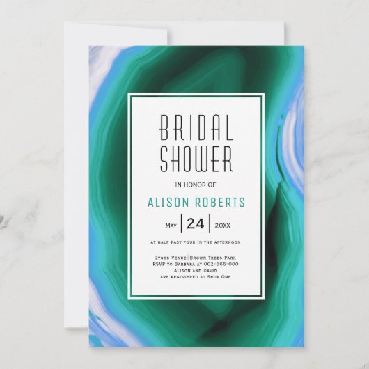 Groen en blauw agaatsegment en vrijgezellenfeest l kaart (Voorkant)