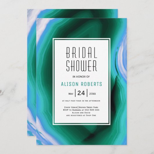 Groen en blauw agaatsegment en vrijgezellenfeest l kaart (Voorkant / Achterkant)