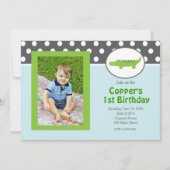 Groen en blauw Alligator Birthday Uitnodiging (Voorkant)